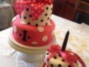 1st bday cake girl pink trim